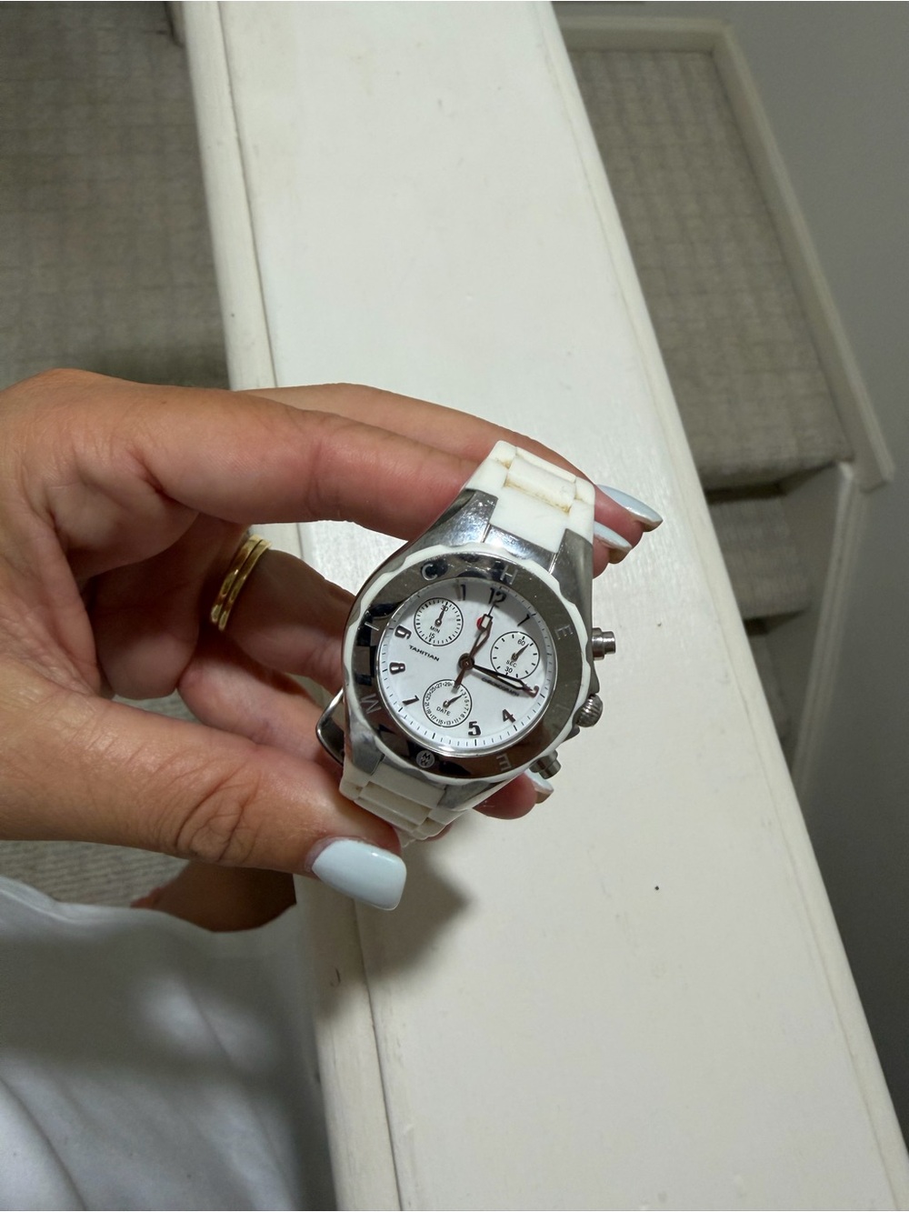 Michele Stainless Steel White Watch
